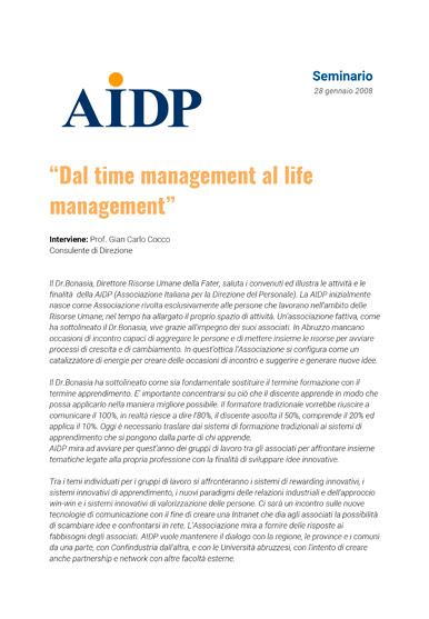 Dal time management al life management