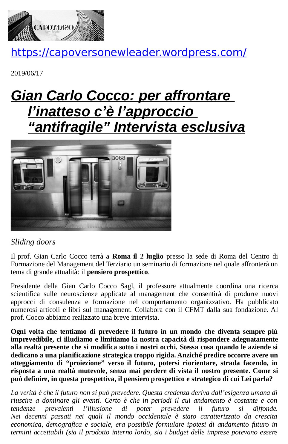 Intervista CAPOVERSO - Approccio Antifragile