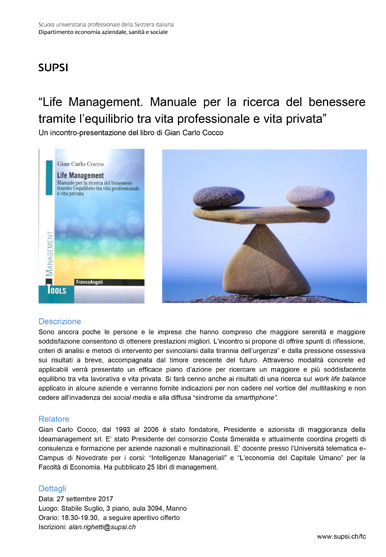 Un incontro-presentazione del libro Life Management